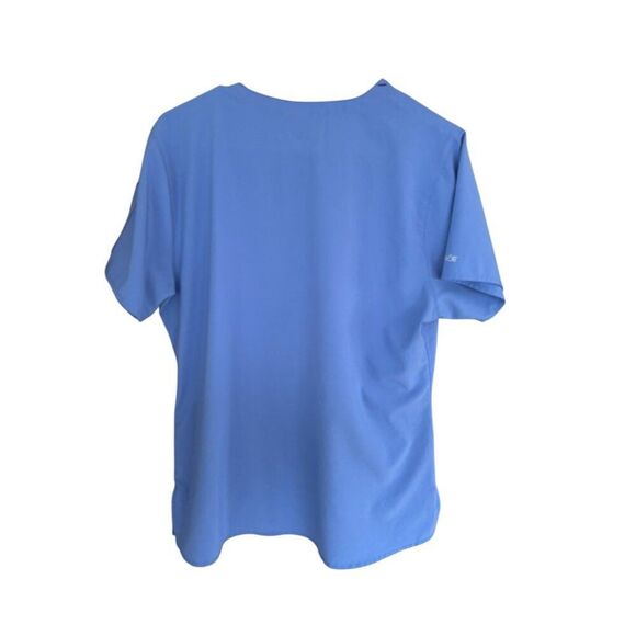 Carhartt Force Womens Scrub Top Medium Blue Short Sleeve V-Neck With Pockets - Picture 6 of 9